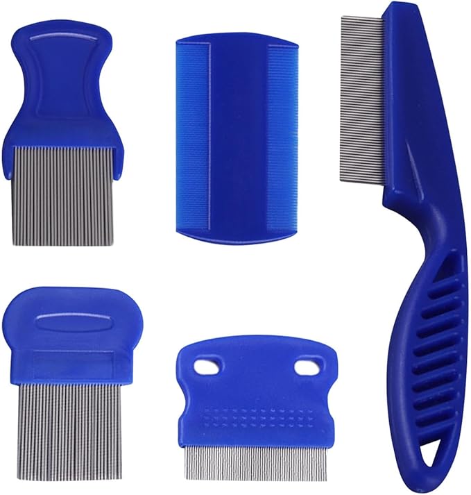 5 Pieces Dog Tear Stain Remover Combs, Pet Grooming Flea Combs, Double Sided Care Comb for Kittens Puppies Removal Crust and Slime(Blue)