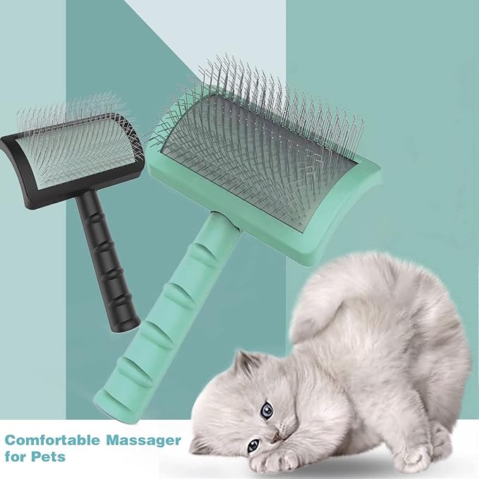 Firm Slicker Brush for Dogs- Extra Long Pin Slicker Brush for Large Dog Pet Grooming Wire Brush and Deshedding (Black)