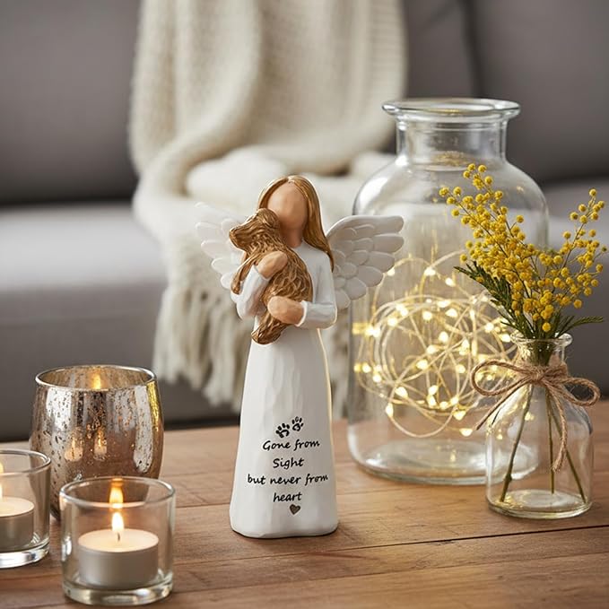Dog Memorial Gift for Loss of Dog, Pet Loss Sympathy Gifts, in Memory Angel Figurine for Dogs, Hand-Painted Resin Statue, Remembrance Decor for Pet Lovers