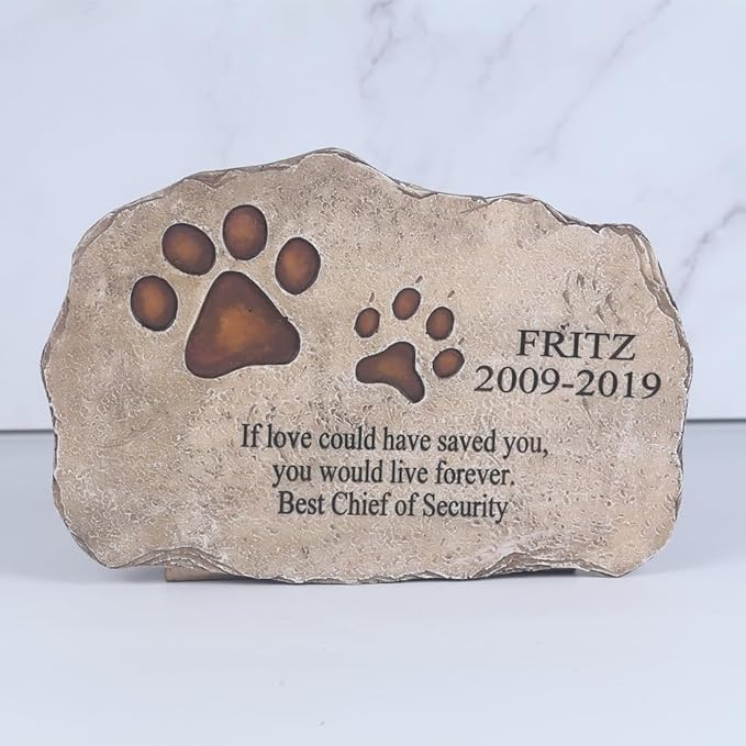 Pet Memorial Stones, Dog Memorial Stone Dog Headstones Garden Stones for Dogs or Cats Engraved with Pet's Name, Dates and Sentence, Personalized Pet Grave Markers Pet Memorial Gifts Dog Loss Gifts