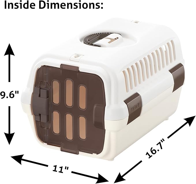 Richell: Pet Travel Carrier II - Small White - Dog & Cat Transporter, Collapsible Design for Storage, Small Pets Up to 11 lbs, Latches to Seat Belts