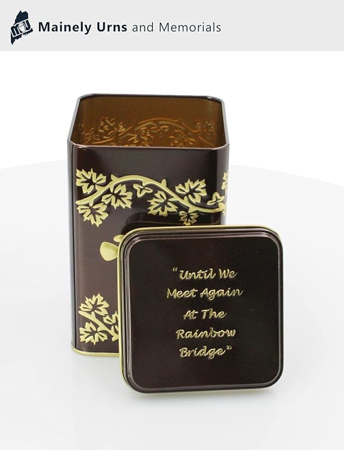 Medium Rainbow Bridge Paw Print Economy Pet Cremation Urn Tin - 55 Cubic Inch Capacity for a Pet Weighing up to 45 Pounds - Pet Memorial Urn Tin for Ashes