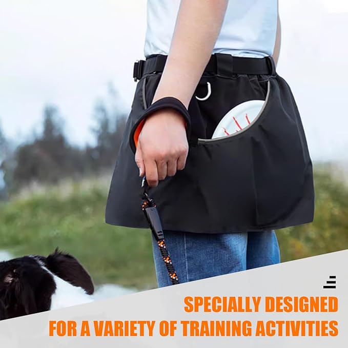 Dog Trainer Apron with Multi Pockets and Waist Strap Adjustable Dog Training Pant Waterproof Dog Training Shorts Dog Handler Clothing for Outdoor Training Activities Black L
