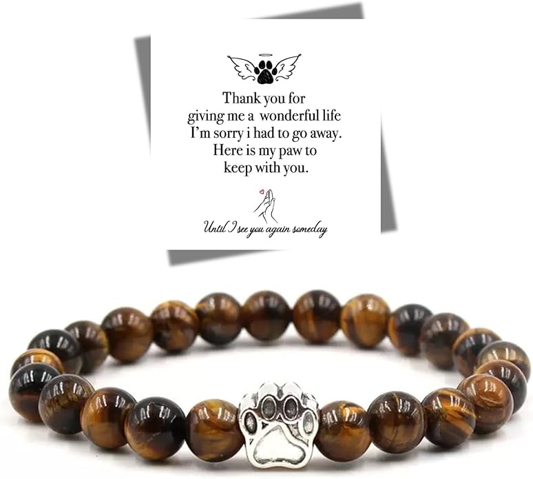LINGYUAN Pet Memorial Gifts for Dogs Cats, Pet Memorial Bracelet, Remembrance Pet Loss Sympathy Gift for Cat Dog Lovers, Bereavement Gifts for Loss of Pet