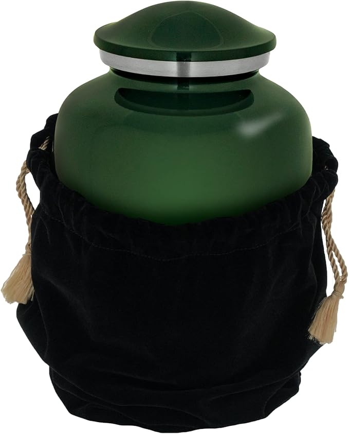 Homage Large Custom Photo Pet Cremation Urn for Pet Ashes - Vase Style Pet Urn - 200 Cubic Inch Capacity -Personalization Included (Emerald Green)