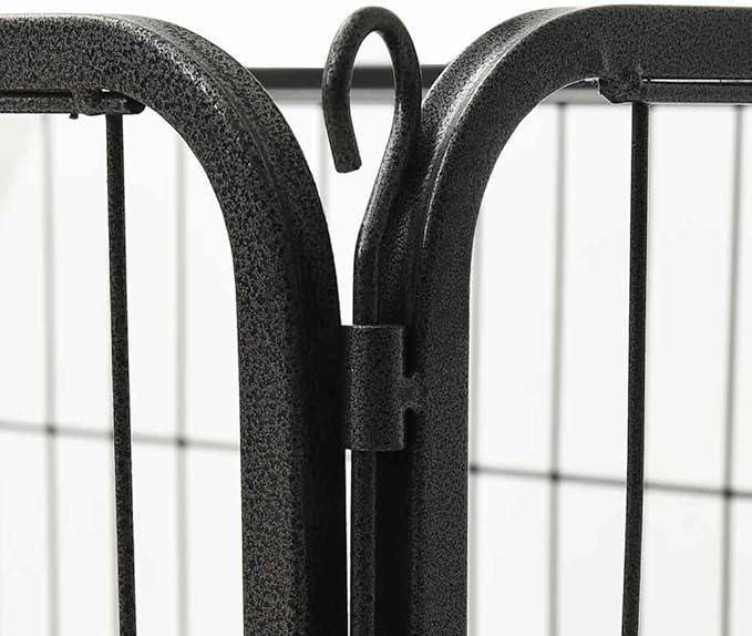 vidaXL Dog Playpen Black Powder-Coated Steel 36.0x23.2x24.0 in Foldable
