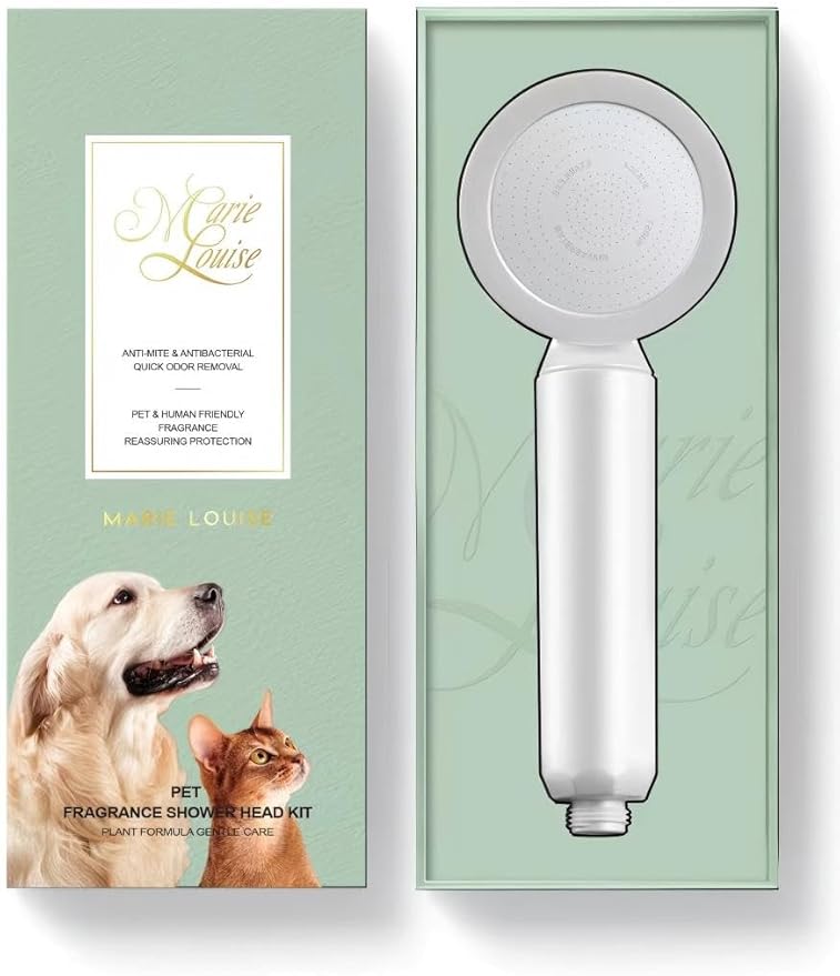 Pet Fragrance Shower Head Kit：Pet-Friendly Aromatherapy Shower Handle for Dogs & Cats Replaceable Built-in Gentle Fragrance Balm Skin-Health Filter Cartridge Soothing Oils & Vitamins