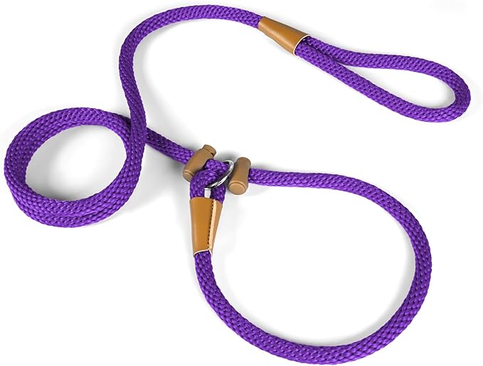 FASTFOX Dog Training Leash, 6ft x 1/2 Inch Slip Lead Loop for Small Medium Large Dogs, No Pull 3-in-1 (Purple)
