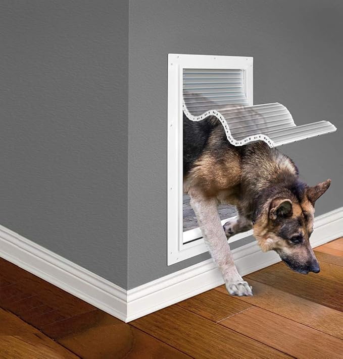 Armor Flex Heavy-Duty Aluminum Frame Pet Door for Medium-Sized Dogs (up to 30 lbs.) by High Tech Pet-Wall Mount Dog Door, Air Tight, Easy Install, Security Panel (8.25" x 17.25" Pet Opening) - AF2-MW