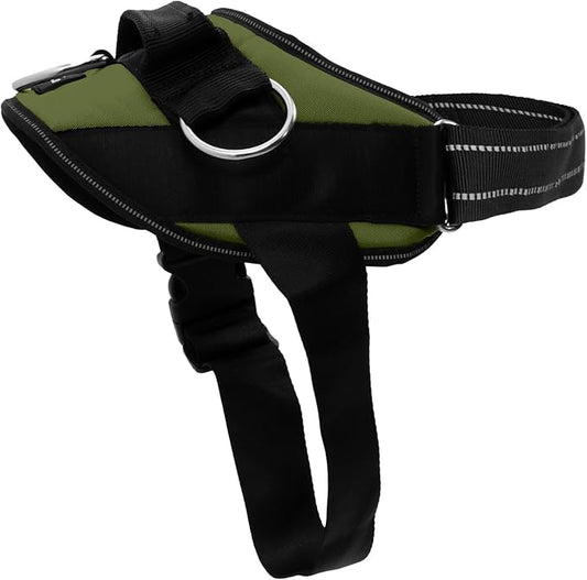ShawnCo Essential Dog Harness, No-Pull Pet Vest with 3 Leash Clips, No Choke, Reflective, Adjustable and Padded, for Easy Walking and Training for Small, Medium and Large Dogs (Olive Green, XL)