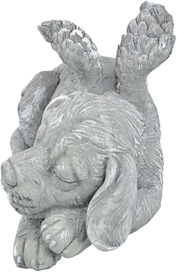 Pssopp Gifts Figurine Pet Memorial Stone for Cemetery Memorial Bereavement Gifts Figurine to Cherished Pets (Angel Dog)