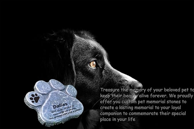 Personalized Dog Memorial Stones - Heartfelt Pet Memorial Stones for Dogs - Custom Dog Memorial Gifts - Eternal Garden Remembrance Stones for Beloved Pets - Engraved Sympathy Stones,Rock gray