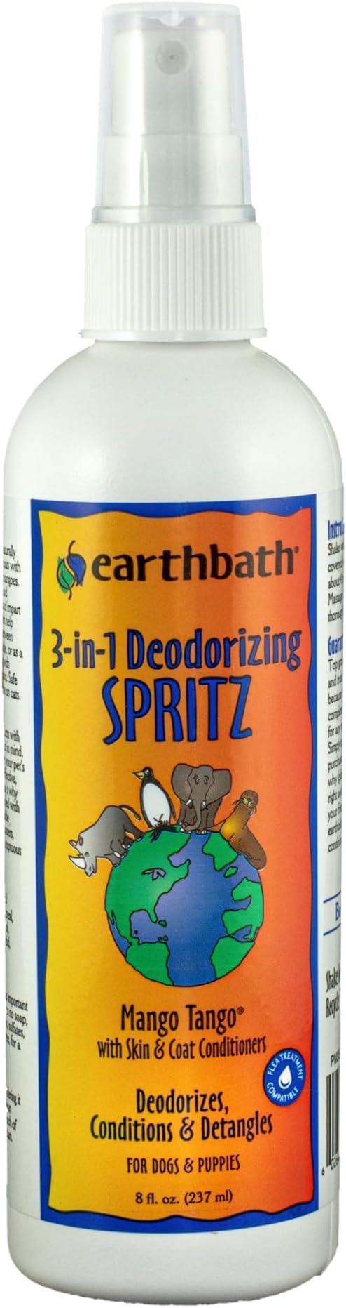 earthbath, Mango Tango 3-in-1 Dog & Puppy Deodorizing Spritz - Dog Odor Eliminator for Strong Odor, Cruelty-Free Dog Cologne, Dog Wash Spray, Made in USA, Dog Bathing Supplies - 8 Oz (1 Pack)