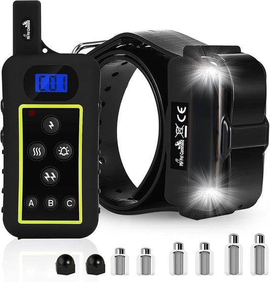 My Pet Command 1.25 Mile (6600Ft) Long Range Dog Training Collar Safe Shock with Remote Shock,Vibrate,Tone Flashing Beacon Lights Waterproof Rechargeable Hunting add Up to 3 Collars 1 Collar Kit