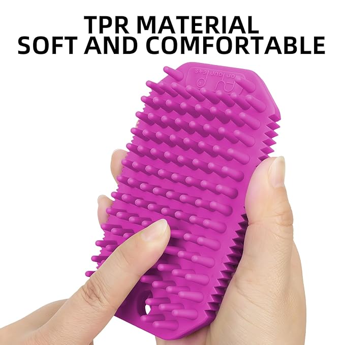 Rose Red 3-in-1 Double Sided Pet Bath Brush Dog Washing Brush Fine Pin Cat Deshedding Brush with Massage Pin Pet Grooming Tool for Dogs and Cats Remove Loose Hair Deep Cleansing