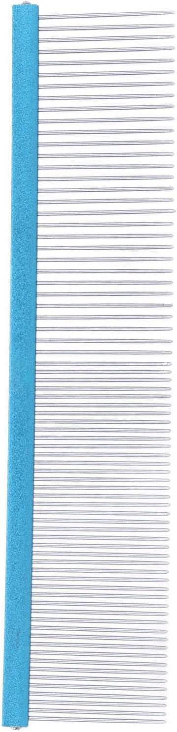 Pet Steel Comb Dogs and Cats, Professional Dog Grooming Comb For Shedding Tangles Knots, Pet Dematting Comb with Rounded Teeth and Non Slip Grip Handle for Long Haired Breeds(Blue 22cm/8.7in)