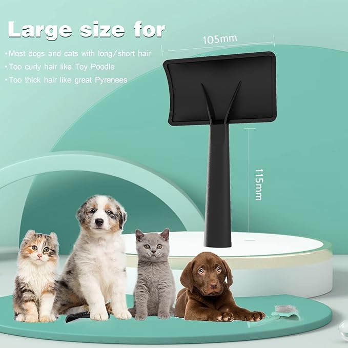 Firm Slicker Brush for Dogs- Extra Long Pin Slicker Brush for Large Dog Pet Grooming Wire Brush and Deshedding (Black)