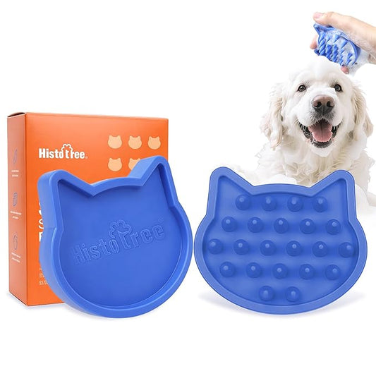 Blue Cat-Shaped Dog Bath Brush Dog Washing Brush Fine Pin Cat Massage Brush Pet Grooming Bathing Tool for Small Medium Dogs and Cats Remove Loose Hair Deep Cleansing