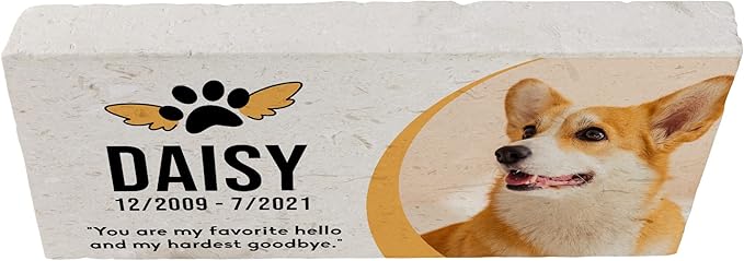 Personalized Pet Memorial Stone, 6x12 Custom Limestone Pet Grave Markers as Keepsake or Pet Remembrance, Thoughtful Pet Loss Gifts for Bereaved Pet Owners, Personalized Memorial Gifts (Daisy)