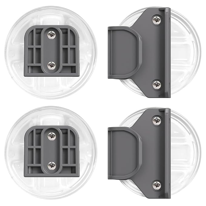 HAMOPY Auto-Lock Retractable Baby Gate Replacement Free-Punch Parts, Original Hardware Set (Including 2 x Latches + 2 x Brackets) Only Fit 55“&71” Auto-Lock Baby Gate(Grey)