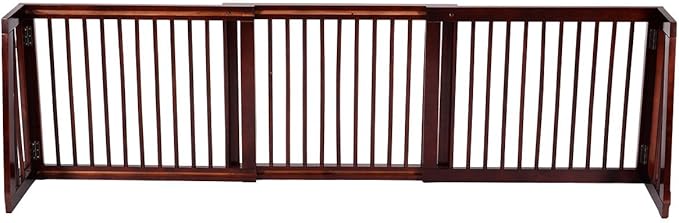 Giantex Expandable Wood Dog Gate, 28''-80'' Adjustable Freestanding Safety Gate, Step Over Fence for Small to Medium Sized Pets, Indoor House Doorway Stairs Extra Wide Fence
