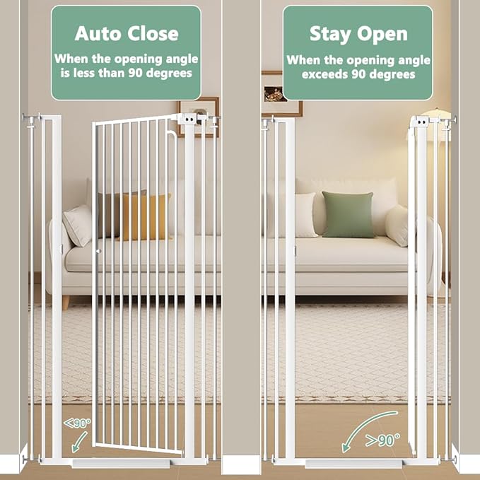 57" Extra Tall Cat Gate for Doorway,43.4"-48" Width, Extra Tall Baby Gate Tall Dog Gate Wide Baby Gate Safety,Narrow Auto-Close for Indoor Stairs, Doorways, and Kitchen