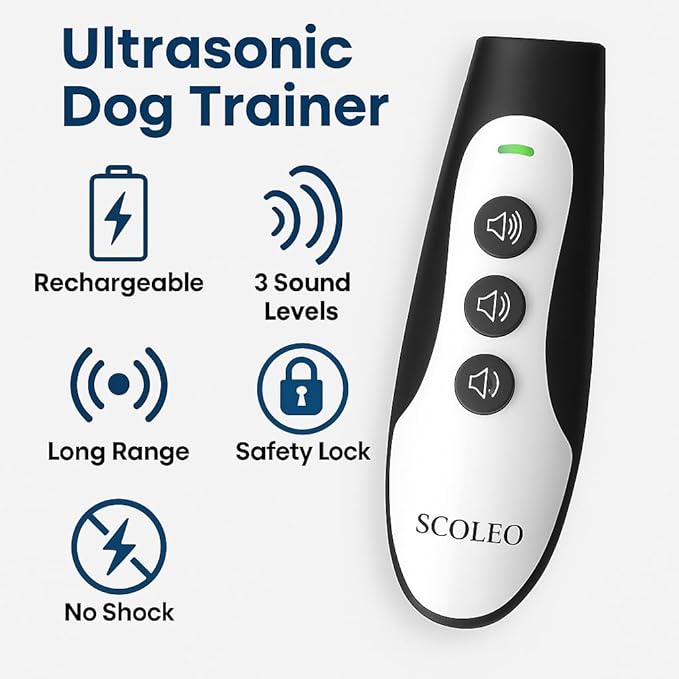 Anti Barking Device for Dogs - Ultrasonic Dog Trainer with VF Tech, 3 Modes Bark Control, Rechargeable Dog Bark Deterrent for Behavior Correction - Indoor & Outdoor Use