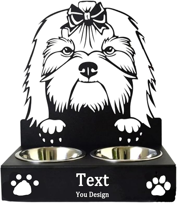 Personalized Dog Bowl, Laser Engraved Custom Pet Name, Stainless Steel Dog Food and Water Dishes Gift for Pet Lovers (Maltese)