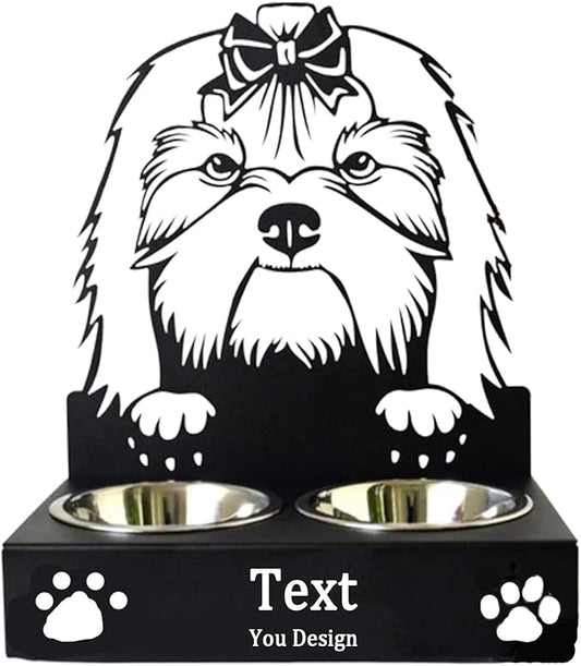 Personalized Dog Bowl, Laser Engraved Custom Pet Name, Stainless Steel Dog Food and Water Dishes Gift for Pet Lovers (Maltese)