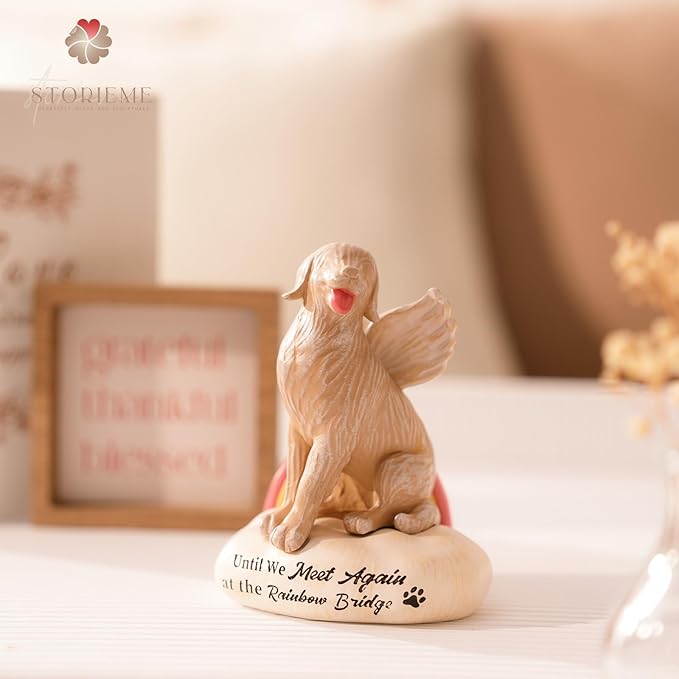 Dog Memorial Figurines Statues: Pet Sympathy Gifts for Loss of Dogs - Rainbow Bridge Remembrance Angel Gift for Dog Mom