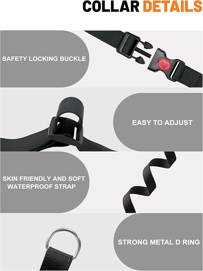 Waterproof Martingale Collar for Dogs,Easy to Clean Dog Collars with Safety Quick Release Buckle,Rubber Collar for Medium Large Dogs Walking Training (Black, L (19.6-25.9inch))