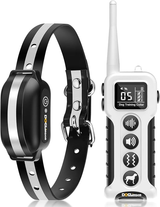Vibrating Dog Collar - Vibration Collar for Dogs Training, No Shock Dog Training Collar with Remote Upgraded 3300ft Range, 9 Style Tones and Vibration Collar, White