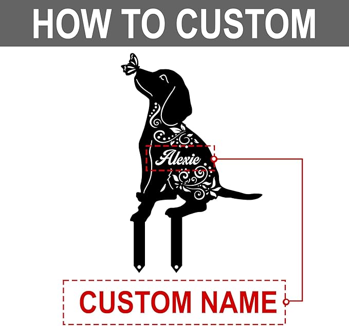 Custom Metal Pet Grave Markers Dog Memorial Plaque, Waterproof Dog Grave Markers Outdoor for Memorial Yard, Sympathy Gift for Pet Loss, Personalized Grave Markers for Dogs