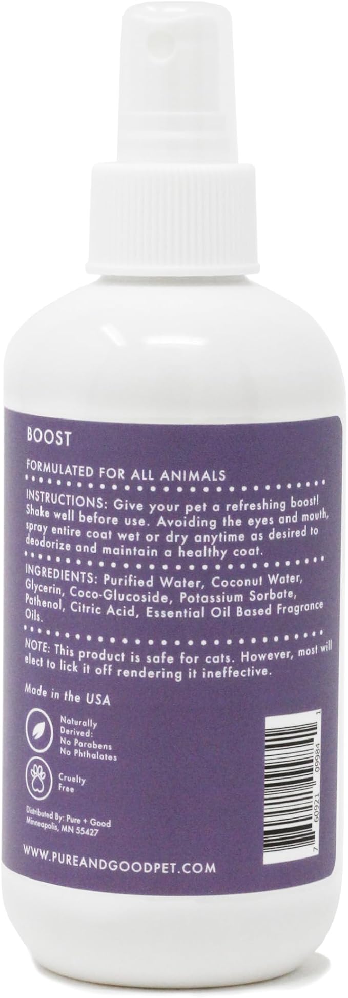 Refreshing Boost 8 oz - Nourishes Skin and Smoothes Coat, Deodorizing, Conditioning - Plant Based Fragrance Oils (Lavender + Chamomile)