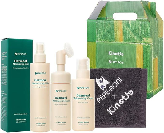 KINETTE Vegan Oatmeal Pet Care 3-Piece Gift Set with Premium Towel