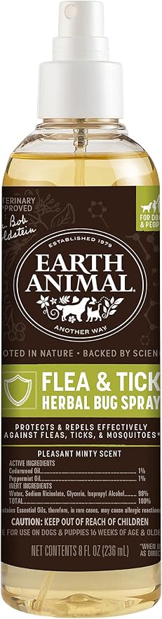 Earth Animal Apothecary Natural Flea & Tick - Herbal Bug Spray for Dogs & People - 8 oz. Bottle