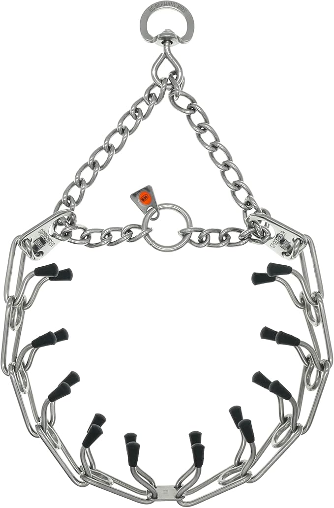 Herm Sprenger Dog Training Prong Collar with Swivel D-Ring, 3 Extra Links, 30 Comfort Tips for Small Medium Large Dogs Stainless Steel No-Pull Collar Made in Germany (Medium-Large)