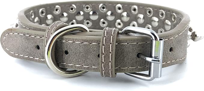 Studded Dog Collar, PU Leather Silver Dome Stud Anti-Bite Collar for Dogs, Adjustable Heavy Duty Punk Style Collar for Small Medium Large Dogs, Pitbull Mastiff Rottweiler Doberman, 5 Colors 4 Sizes