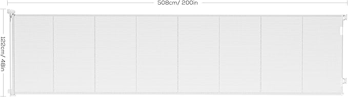 Retractable Baby Gate for Stairs, 48" Tall X 200" Wide Mesh Dog Gate Indoor, Child Gate for Doorways, Hallways, Deck, Indoor Outdoor Pet Baby Safety Essentials for Home, White