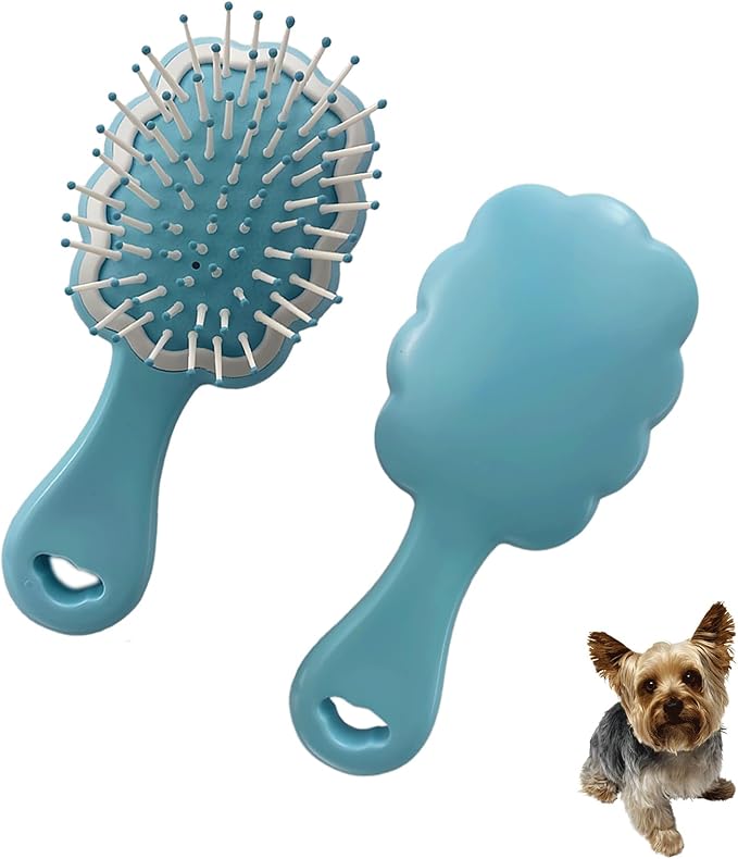Gentle Cloud Air Cushion Brush Small Dogs Grooming with Gift Box, Fit for Yorkie, Shih Tzu, Pomeranian, Maltipoo, Maltese, Toy poodle, Puppy Essentials (Sky Blue)