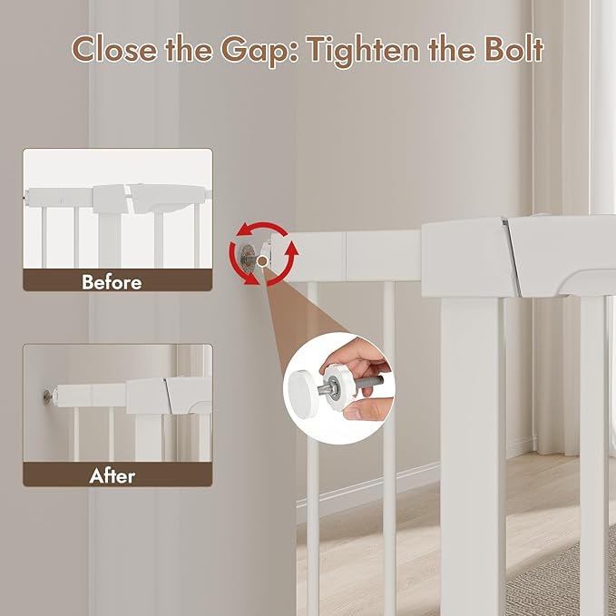 29-43" Baby Gate for Stairs, 36" Tall Dog Gate Indoor, Pressure Mountd Baby Gates with Auto-Close/Hold-Open Features and Anti-Trip Pedal, Safety Kids Gate for Doorways, House, Stairs
