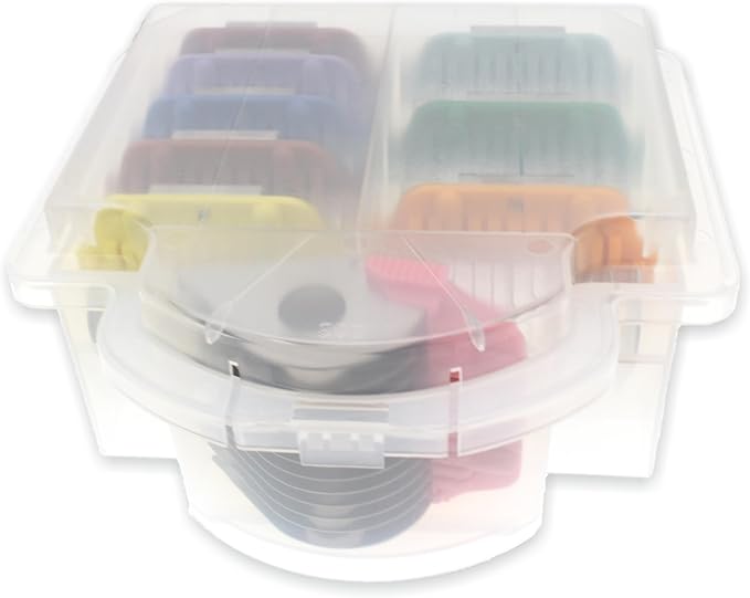 9 Wide Hair Clipper Guard Attachment Set Fits for A5 Type Blade with Colorful Coded System| Extra Long Stainless Steel Blade for Professional Stylists (Set of 9)