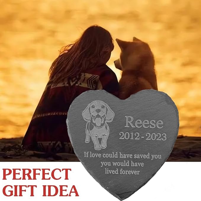 Personalized Dog Memorial Stone Pet Memorial Gifts for Loss of Dog Engraved Heart Plaque Garden Grave Decors for Cemetery Pet Loss Gifts with Stand (in Memory of Corgi)