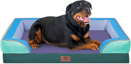 Comfort Expression Orthopedic Dog Bed for Extra Large Dogs 45x35 Inch, Waterproof Egg Crate Foam XL Pet Bed with Removable Bolsters, Dog Couch with Washable Cover & Non-Slip Bottom, Violet Tide
