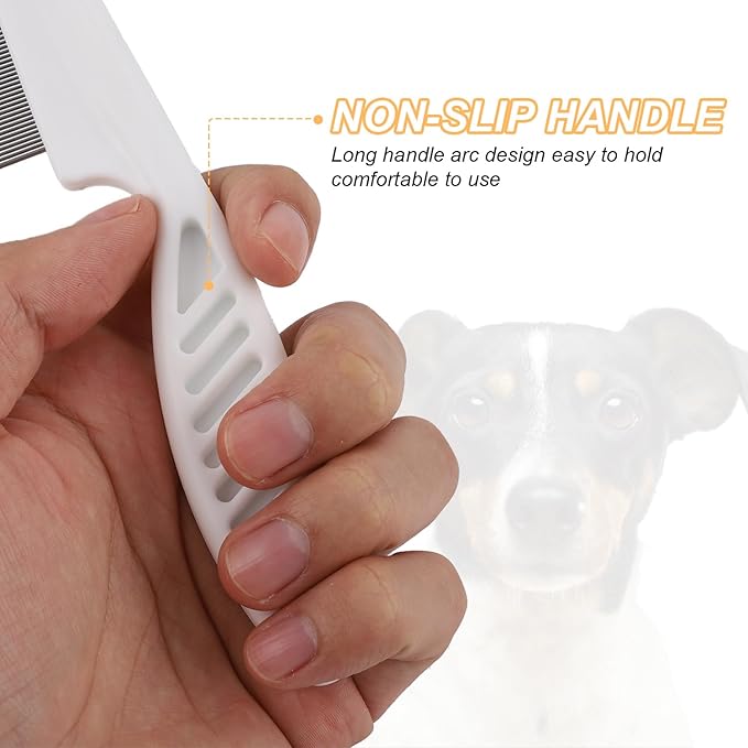 2-in-1 Multifunctional Pet Hair Comb, Stainless Steel & ABS, 2 Packs, for Grooming & Dehairing, Cat & Dog Comb