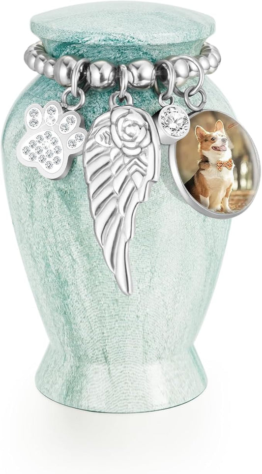 abooxiu Personalized Small Urn for Dog Cat Pet Ashes 2.85 Inch Mini Urns for Ashes Cremation Keepsake Urns Aluminum Memorial Pet Urn for Dogs Memorial Gifts for Loss of Dog Pets