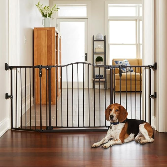 MyPet Extra-Wide Windsor Arch Pet Gate: 38.3"-72" Wide Dog Gate. Hardware Mount, Dog Gates for The House, Cat Gate for Doorway. 30" Tall, Matte Bronze