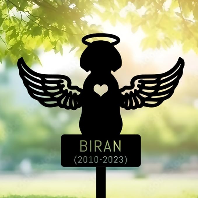 Personalized Pet Memorial Grave Marker, Custom Pet's Name Cemetery Decorations for Funerary, Metal Pet Garden Stake, Outdoor Sympathy Pet Stake Plaque Gift for Loss Dog