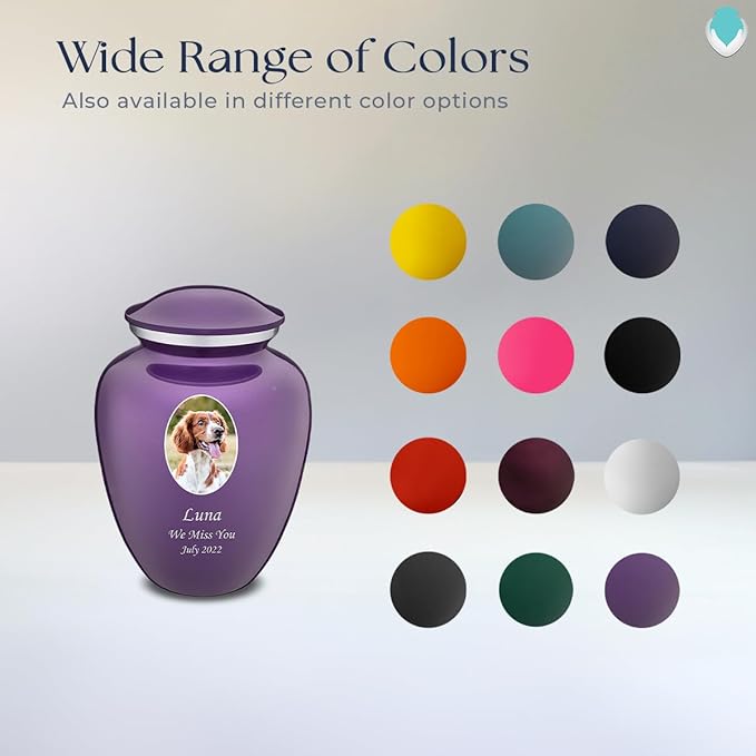 Geturns Embrace Personalized Picture Urn for Small Pets I Purple Photo Cremation Urns for Dogs and Cats I 44 lbs