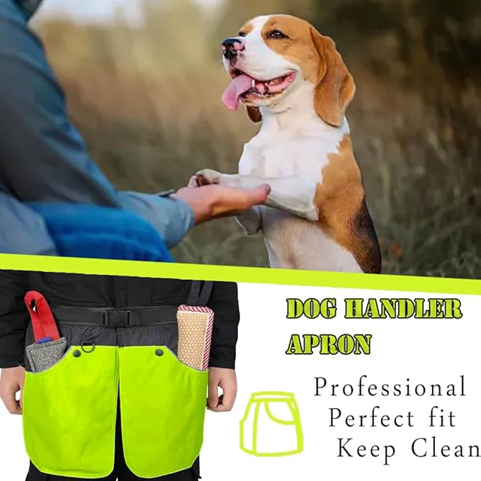 Dog Trainer Apron for Men Women with Big and Deep Pockets, Pet Handler Treat Waist Pouch for Holding Dog Stug Toy, Training Dummies, Rope (Green-XL)